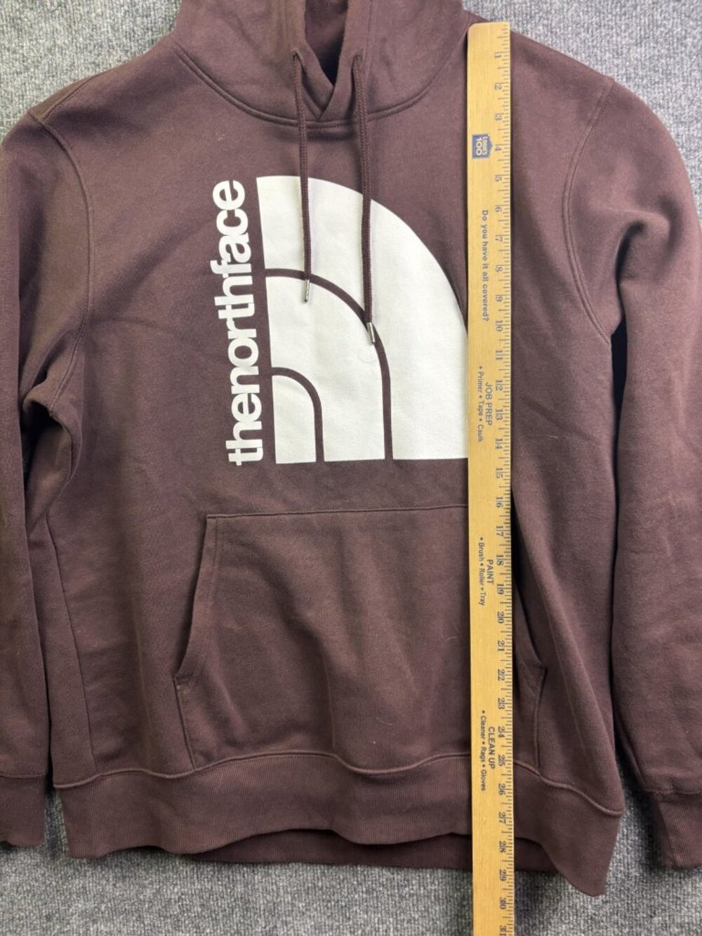 The North Face Hoodie Mens Large Brown Pullover Fleece Sweatshirt Logo Graphic - Picture 3 of 7
